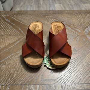 Yokono Brown Leather Cross Strap Sandals
